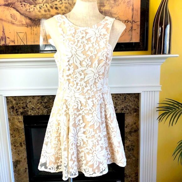 JARLO London Shawe Lace Sleeveless Boho V-Cut Back Cottagecore Dress Sz 12 NWT - Picture 3 of 9